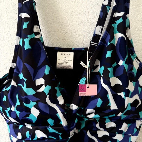 Serra Blue and White One Piece Swimwear Classic Design - Picture 6 of 11